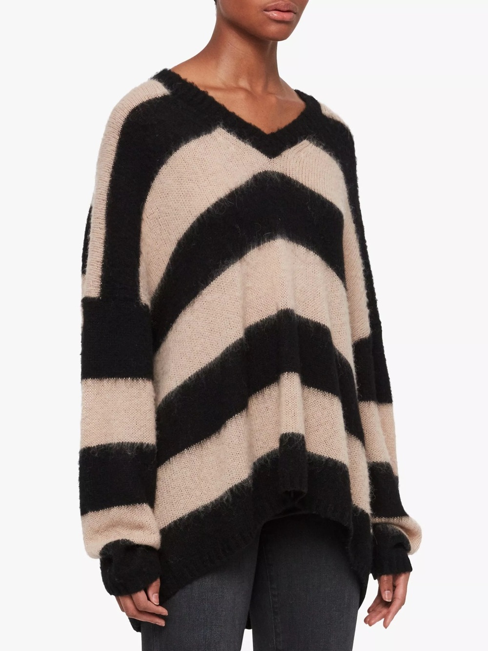Allsaints Lou V-Neck Jumper Striped